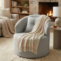 Poltrona Orgânica Decorativa Confortável Amore Bouclê Cinza Claro - Montanari s Decor
