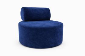 Poltrona Orgânica Decorativa Flora Sofisticada Para Sala E Recepção Veludo Azul Marinho Do Lar Móveis e Decoração