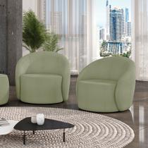 Poltrona Orgânica Giratória kit 2 Lua Bouclê Verde Pistache D03 - D'Rossi Poltrona Orgânica Giratória kit 2 Lua Bouclê Verde Pistache D03 - D'Rossi