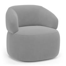 Poltrona Orgânica Giratória Living Glee Veludo Cinza - Desk Design