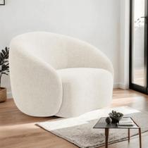 Poltrona Orgânica Luxo Recepção Sala de Estar e TV Amore Bouclé Bege- MABE MAGAZINE