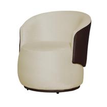 Poltrona Organica Recepção Para Sala Aisha Corano Marrom E Suede Marfim - INCASA DECOR