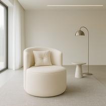 Poltrona Orgânica Redonda para Sala Quarto Recepção Ayla Confortável Elegante Bouclê