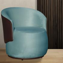 Poltrona Orgânica Veludo Azul Turquesa Com Composê Marrom - Belliv Decor Poltrona Orgânica Veludo Azul Turquesa Com Composê Marrom - Belliv Decor