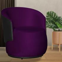 Poltrona Orgânica Veludo Roxo Com Composê Preto - Vallisa Decor