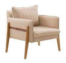 Poltrona orion cinto em couro - veludo d68 bege cod.1002-a Poltrona orion cinto em couro - veludo d68 bege cod.1002-a