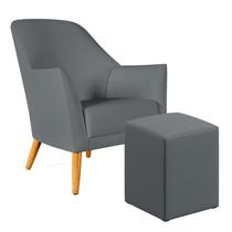 Poltrona Orion com Puff Izar Sued Cinza Aradecor