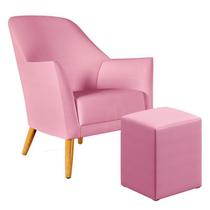 Poltrona Orion com Puff Izar Suede Rosê Aradecor