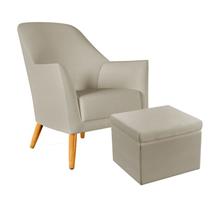 Poltrona Orion com Puff Quasar Para Sala de Estar Couro Bege Aradecor Poltrona Orion com Puff Quasar Para Sala de Estar Couro Bege Aradecor