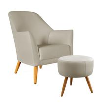 Poltrona Orion com Puff Solar Couro Bege Aradecor Poltrona Orion com Puff Solar Couro Bege Aradecor