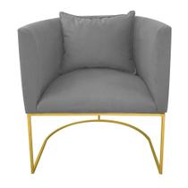 Poltrona Paola Suede Base Metálica Dourado grafite Poltrona Paola Suede Base Metálica Dourado grafite