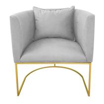 Poltrona Paola Suede Cinza Base Metálica Dourado Poltrona Paola Suede Cinza Base Metálica Dourado
