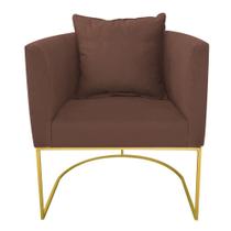 Poltrona Paola Suede Marrom Base Metálica Dourado Poltrona Paola Suede Marrom Base Metálica Dourado
