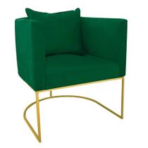 Poltrona Paola Suede Verde Base Metálica Dourado - D'Rossi