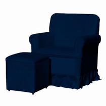 Poltrona Para Amamentação Balanço E Puff Dandara Veludo Veludo Azul Marinho Poltrona Para Amamentação Balanço E Puff Dandara Veludo Veludo Azul Marinho