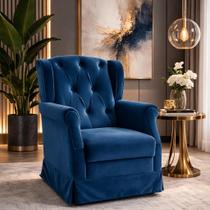 Poltrona Para Amamentação Com Balanço Ternura Veludo Azul Poltrona Para Amamentação Com Balanço Ternura Veludo Azul