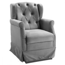 Poltrona Para Amamentação Com Balanço Ternura Veludo Chumbo Poltrona Para Amamentação Com Balanço Ternura Veludo Chumbo
