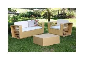 Poltrona Para Área Externa Sofá De 2 Lugares E Mesa Fibra