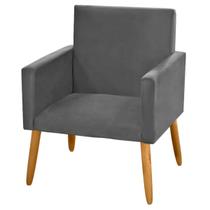 Poltrona para Decoração Clínica Consultório Nina Suede Cinza Grafite - 2M Decor