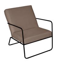 Poltrona para Descanso Iza Base de Ferro Preto Jardim Varanda Suede Cappuccino - Móveis Mafer