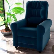 Poltrona para Descanso Reclinável Lima Veludo Azul