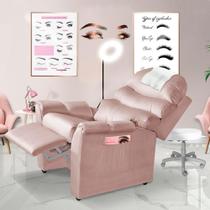 Poltrona Para Extensão De Cílios Reclinável Suede Rose Grécia Luapa Estofados