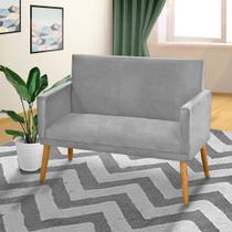 Poltrona para Recepção Clínica 2 Lugares Nina Namoradeira Suede Cinza Claro