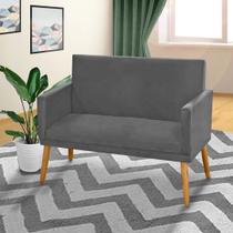 Poltrona para Recepção Clínica 2 Lugares Nina Namoradeira Suede Cinza Grafite