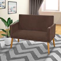 Poltrona para Recepção Clínica 2 Lugares Nina Namoradeira Suede Marrom Claro