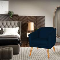 Poltrona Para Recepção E Sala De Estar Azul Visammer