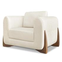 Poltrona para Sala Base de Madeira Izzy S06 Linho Natural - Mpozenato