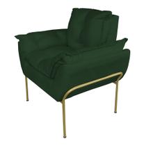 Poltrona para Sala Base Dourada Suede Verde - Belliv Decor