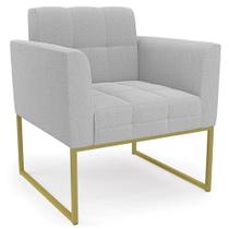 Poltrona Para Sala Base Industrial Dourado Ana Bouclé Cinza - Ibiza