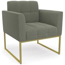 Poltrona Para Sala Base Industrial Dourado Ana Bouclé Menta - Ibiza