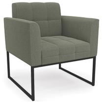 Poltrona Para Sala Base Industrial Preto Ana Bouclé Menta - Ibiza