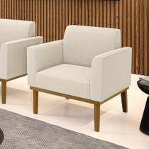 Poltrona para Sala Base Madeira Castanho Marisa Bouclê Bege D03 - D'Rossi Poltrona para Sala Base Madeira Castanho Marisa Bouclê Bege D03 - D'Rossi