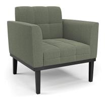 Poltrona Para Sala Base Madeira Fixa Preto Elisa Bouclê Menta D03 - D'rossi Poltrona Para Sala Base Madeira Fixa Preto Elisa Bouclê Menta D03 - D'rossi