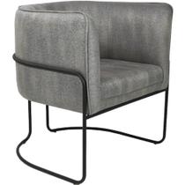 Poltrona Para Sala Betina Base Preto Linho Mesclado Cinza/Bege - Nexta Casa