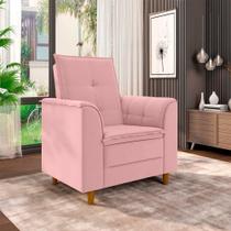 Poltrona Para Sala Confortável Decorativa Laura Suede Rosa Poltrona Para Sala Confortável Decorativa Laura Suede Rosa