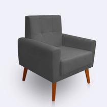 Poltrona para Sala confortável e Reforçada Isis Suede Cinza - LH Decor