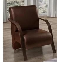 Poltrona Para Sala de Espera Recepção Em Curvin Com Braços de Madeira Decorativa Confortável Até 120 kg - PCM