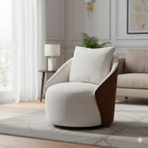 Poltrona para Sala de Estar 74cm X 64cm Mabel Branco/Terracota