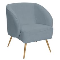Poltrona Para Sala de Estar Agnes Pés Aço Ouro Fosco Bouclé Azul Claro - Nexta Casa Poltrona Para Sala de Estar Agnes Pés Aço Ouro Fosco Bouclé Azul Claro - Nexta Casa