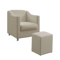 Poltrona Para Sala de Estar Alya com Puff Izar Bege Aradecor