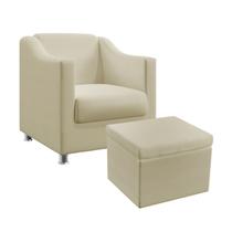 Poltrona para Sala de Estar Alya com Puff Quasar Sued Bege Aradecor