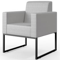 Poltrona Para Sala De Estar Base Fixa De Metal Helô L02 Facto Cinza Metalizado - Lyam Decor