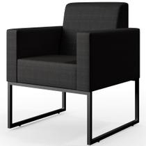 Poltrona Para Sala De Estar Base Fixa De Metal Helô L02 Facto Preto Metalizado - Lyam Decor