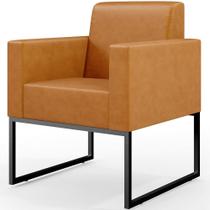 Poltrona Para Sala De Estar Base Fixa De Metal Helô L02 Sintético Whisky - Lyam Decor Poltrona Para Sala De Estar Base Fixa De Metal Helô L02 Sintético Whisky - Lyam Decor