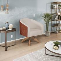 Poltrona Para Sala De Estar Base Giratória De Madeira Mariana