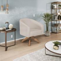 Poltrona Para Sala De Estar Base Giratória De Madeira Mariana